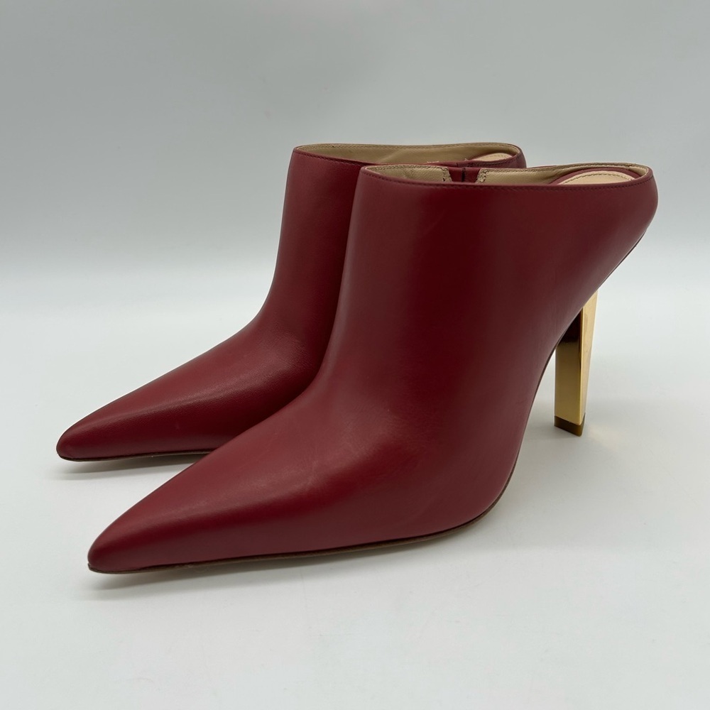 Michael Kors Halle Mule Pump Deep Red Leather Heels | Size 6.5M | New With Box - Picture 6 of 11